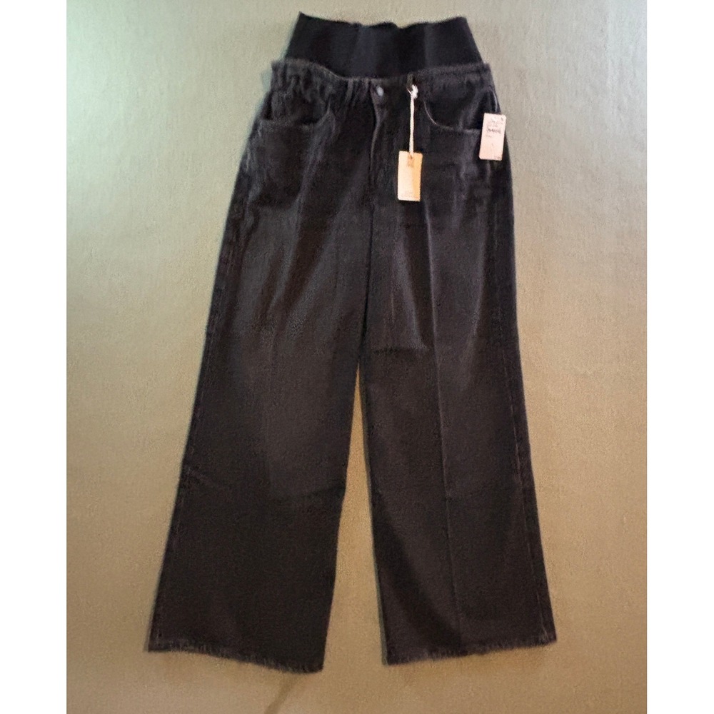 Good American Wide Leg Solution Denim Black377 Womens 10/30 Maternity Jeans